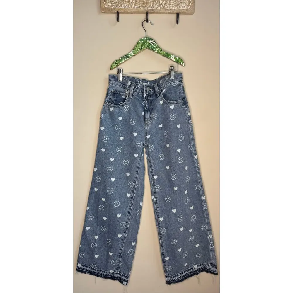Old Navy Printed Baggy Wide Leg Girls Jeans sz 14